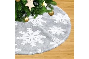 LJIE-HOUSE Small Grey and White Christmas Tree Skirt - Fluffy Double Layer Mini Skirt for Holiday Home Decor - 24 Inch