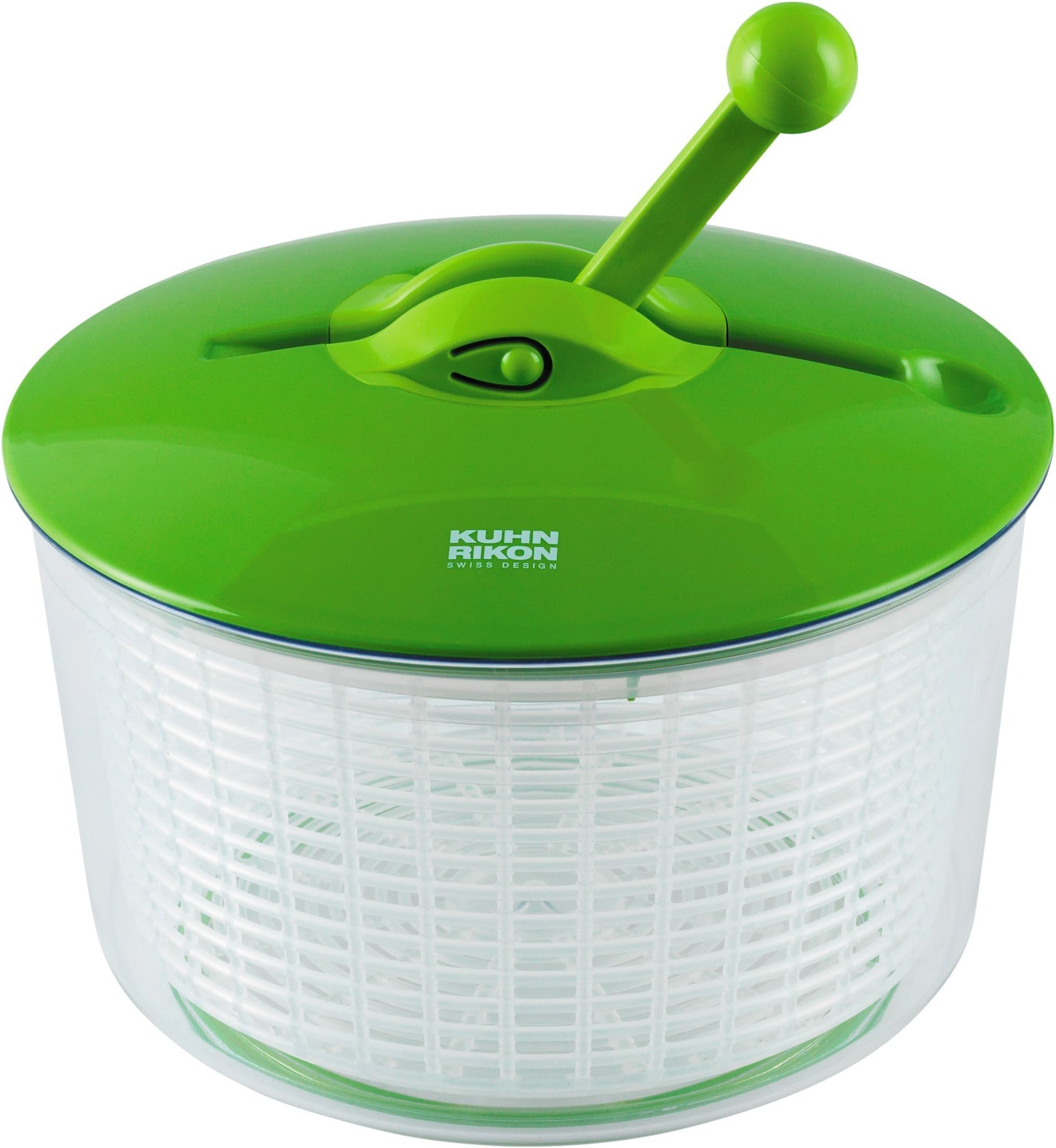 Kuhn Rikon Ratchet Salad Spinner with Removable Drainer / Colander, 26 cm, Green