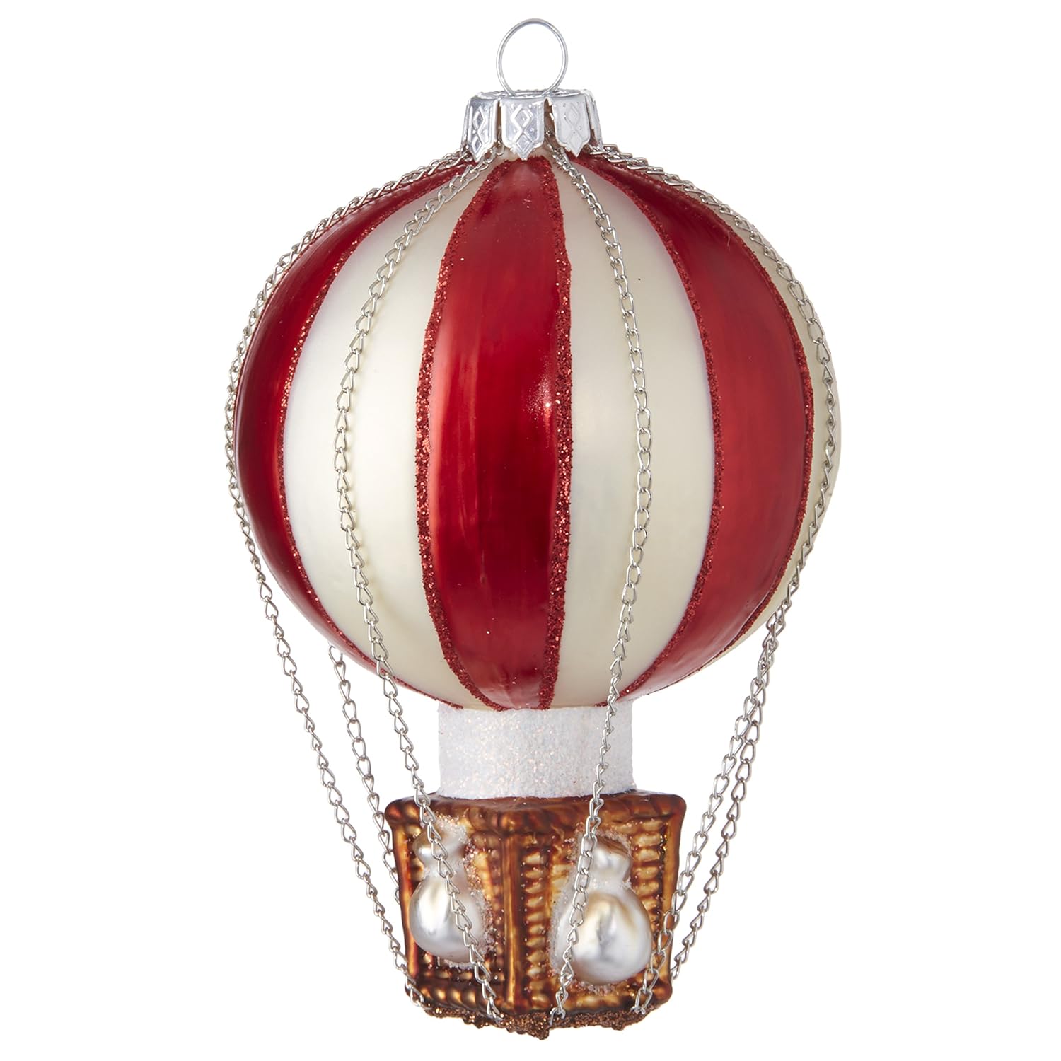 RAZ Imports Red Hot Air Balloon Glass Ornament, 4
