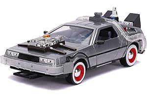 JADA TOYS, Back to The Future Part III: Time Machine with Light-up 1:24 Scale Vehicle, Unisex Adult Silver