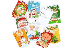 LOMIMOS 24 PCS Mini Christmas Spiral Notepad,Xmas Notebook for Kids Children School Classroom Exchange Party Favors Santa Claus Snowman Tree Elk Gingerbread Man 8 Design