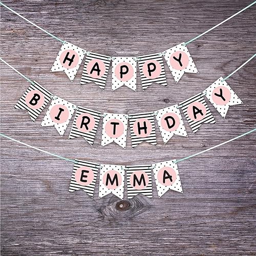 Personalised Name Happy Birthday Banner Garland Personalized