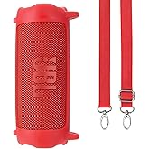 Lebakort Silicone Cover Compatible with JBL Flip 7 Waterproof Portable Speaker (Red Cover)