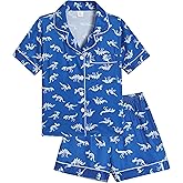 Vopmocld Big Boys Button Down Pajama Sets Kint Polyester Cartoon Sleepwear Jammies with Pockets Loungewear for Teen Boys