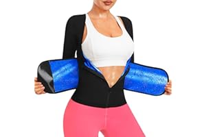 Vavewee Sauna Shirt for Women Sauna Suit for Women Waist Trainer Sauna Vest Zipper Workout Sweat Suit Long Sleeve Body Shaper