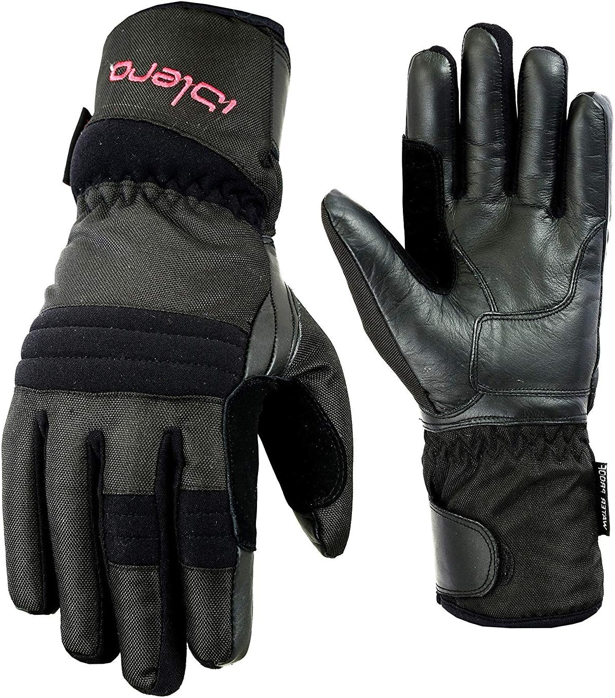 IsleroThermal Winter Leather Waterproof Weather Proof Premium Motorbike Motorcycle Gloves Racing Bike Riding Smartphone touch Compatible Tempest Fabric with Double Hipora and Thinsulate Linning