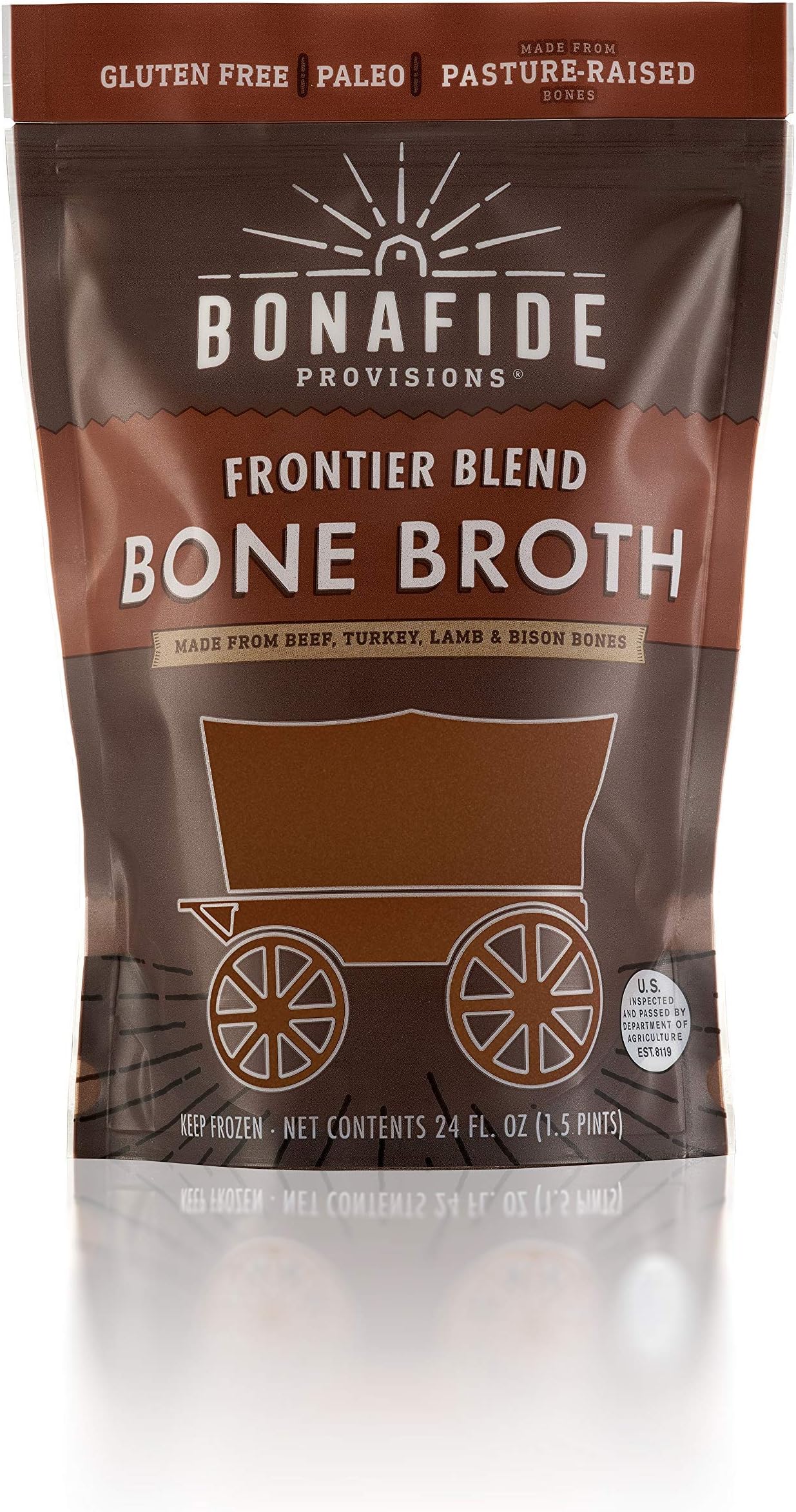 Bonafide Provisions Free-Roaming Frontier Blend Bone Broth. Non-GMO Small Batch Beef, Turkey, Lamb and Bison Broth KETO Diet Friendly Collagen Rich Low-Calorie (Fresh-Frozen. 6 pack).