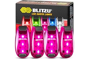 BLITZU 4 Pack LED Safety Lights Gear for Kids, Women & Men. Great for Bike Tail Light, Kayak, Dog Collar, Stroller, Walking, Boat, Runners, Night Running Blinking Warning Reflective Light Accessories