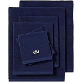 Lacoste Grand Slam 6-Piece Towel Set – Soft and Absorbent 100% Cotton Towels for Bathroom, Quick-Drying – Includes 2 Bath Towels, 2 Hand Towels, 2 Washcloths, Navy
