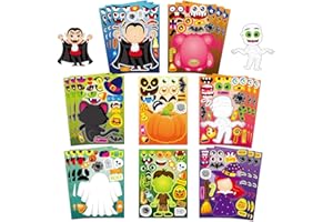OTAITY Halloween Sticker for Kids 24 Sheets Make a Face Stickers, Make Your Own Halloween Stickers DIY Mix and Match Halloween Party Games Stickers, Decorating Party Favors Supplies for School Student Awards