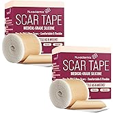 NUVADERMIS Silicone Scar Tape for Surgical Scars - 120" x 1.5" Roll - Extra Long Medical Grade Silicone Scar Tape for C-Secti