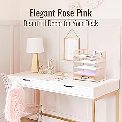 SUPEASY 2 Pack 5-Tier Pink Desk Organizer with
