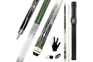 HomeSeason Pool Cue Stick 58" Billiard Cue Sticks 3D Printed Grip Professional Low Deflection Pool Sticks Maple Wood Pool Sticks 13mm Tip