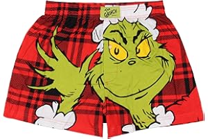 MJC Dr. Seuss The Grinch Men's Don't Be A Grinch Plaid Boxers Underwear Lounge Sleepwear