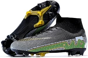 YIDUM Football Cleats Men, Indoor Outdoor High Top Soccer Shoes Lightweight Shock Resistant Training Boots Breathable Professional Turf Shoes Sport Athletic Ground Football Boots FG Soccer Cleats for Men