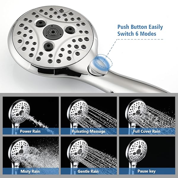 PROOX ALL METAL TUB SPOUT WITH DIVERTER, 6 SETTINGS HAND HELD SHOWER WITH ON/OFF PAUSE SWITCH, BATHTUB FAUCET WITH SPRAYER CHROME