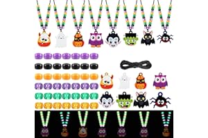 Bafeil 24 Sets Halloween Bead Necklace Craft Kit, Halloween Beads for Bracelets Making Kit, Glow in The Dark Pony Beads, DIY 
