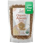 Jiva Organics Organic Ajwain Seeds 7 ounce Bag - Whole Carom Seed, Ajamo, 100% Natural &amp; Non-GMO