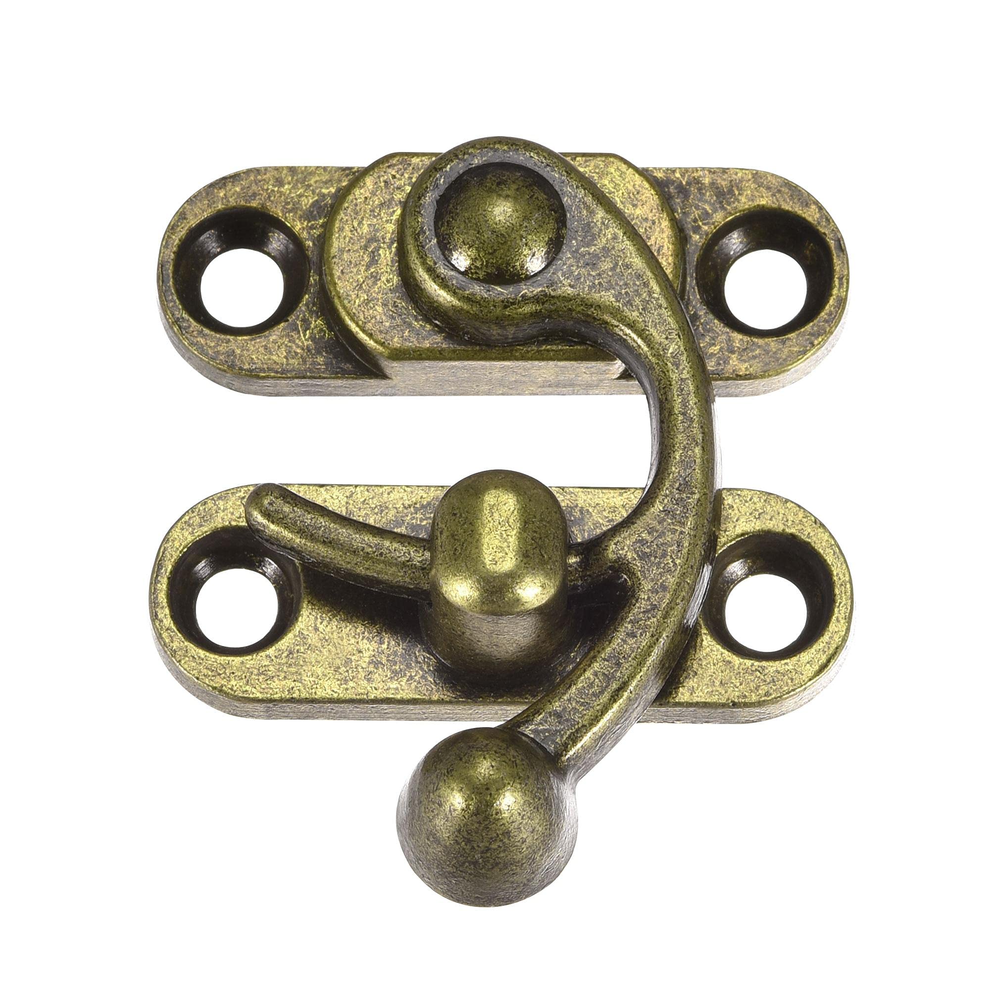 sourcing map Antique Vintage Lock Clasp Right Latch Hook Hasp 45mmx39mm Swing Arm Latch Bronze Tone 4 Pcs