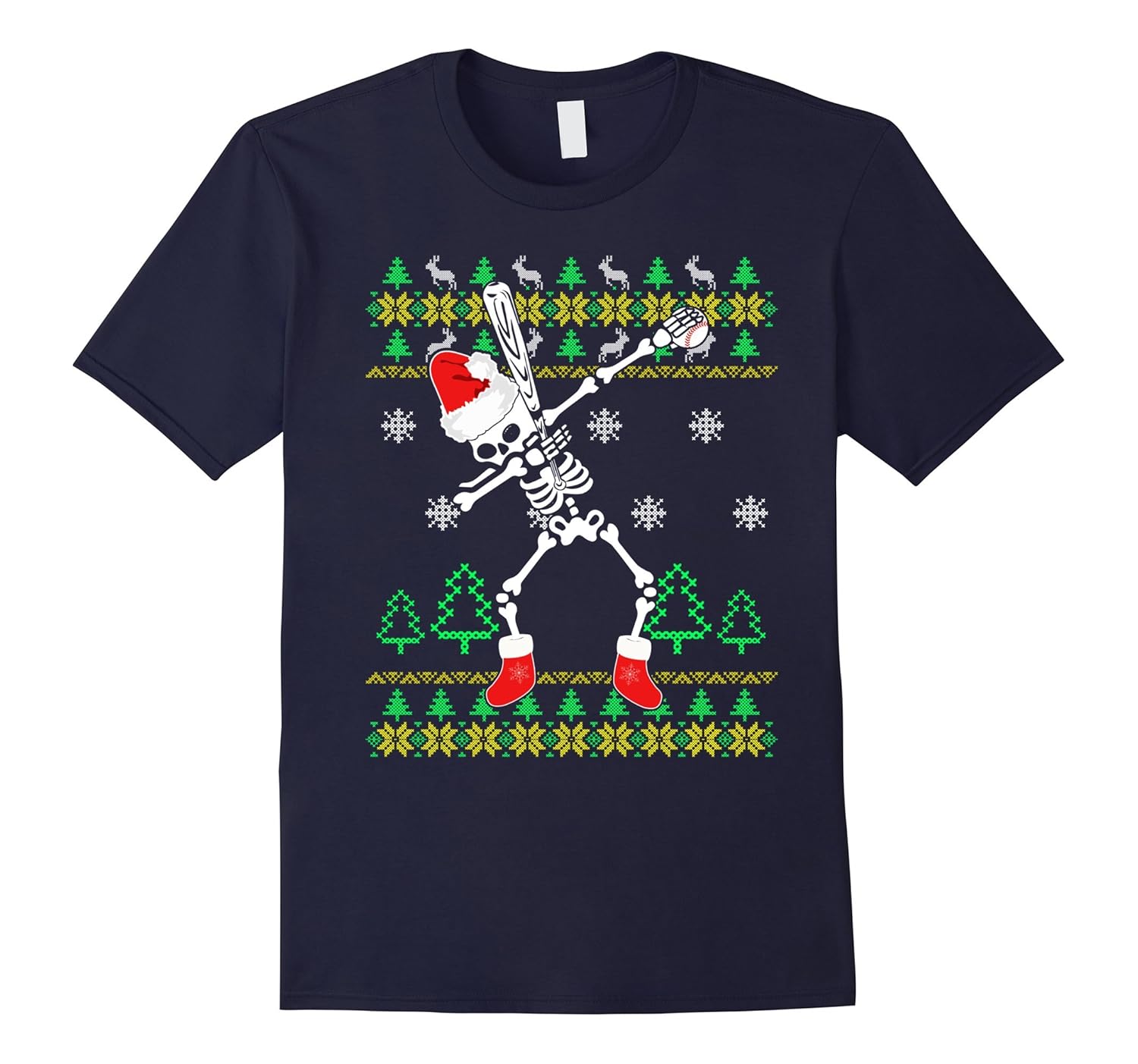 Dabbing Skeleton Baseball T-shirt Christmas Santa-ANZ