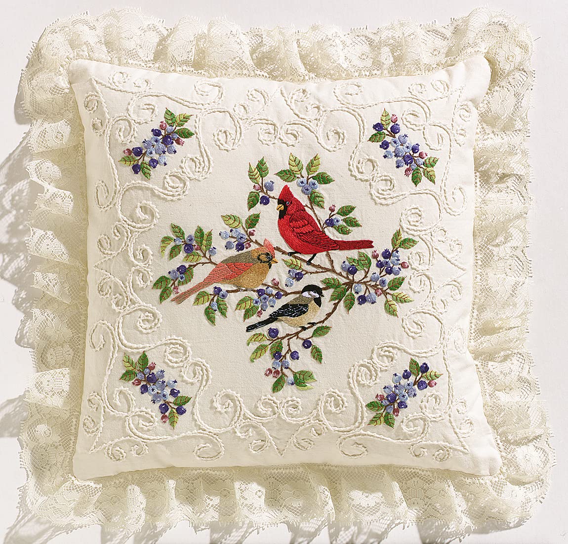 Janlynn Birds & Berries Candlewick Embroidery, 14" x 14"