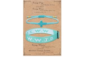 Raicegs WWJD Bracelet Cross String Bracelets for Women Men Christian Gift Jesus Bracelets Faith Religious Easter Christian Jewelry for Women