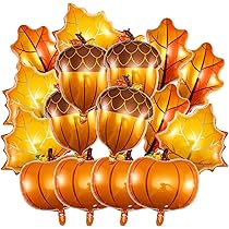 Fall Thanksgiving Balloons - 10 Pack Acorn Fox Leaf Squirrel Pumpkin Mylar Decorations