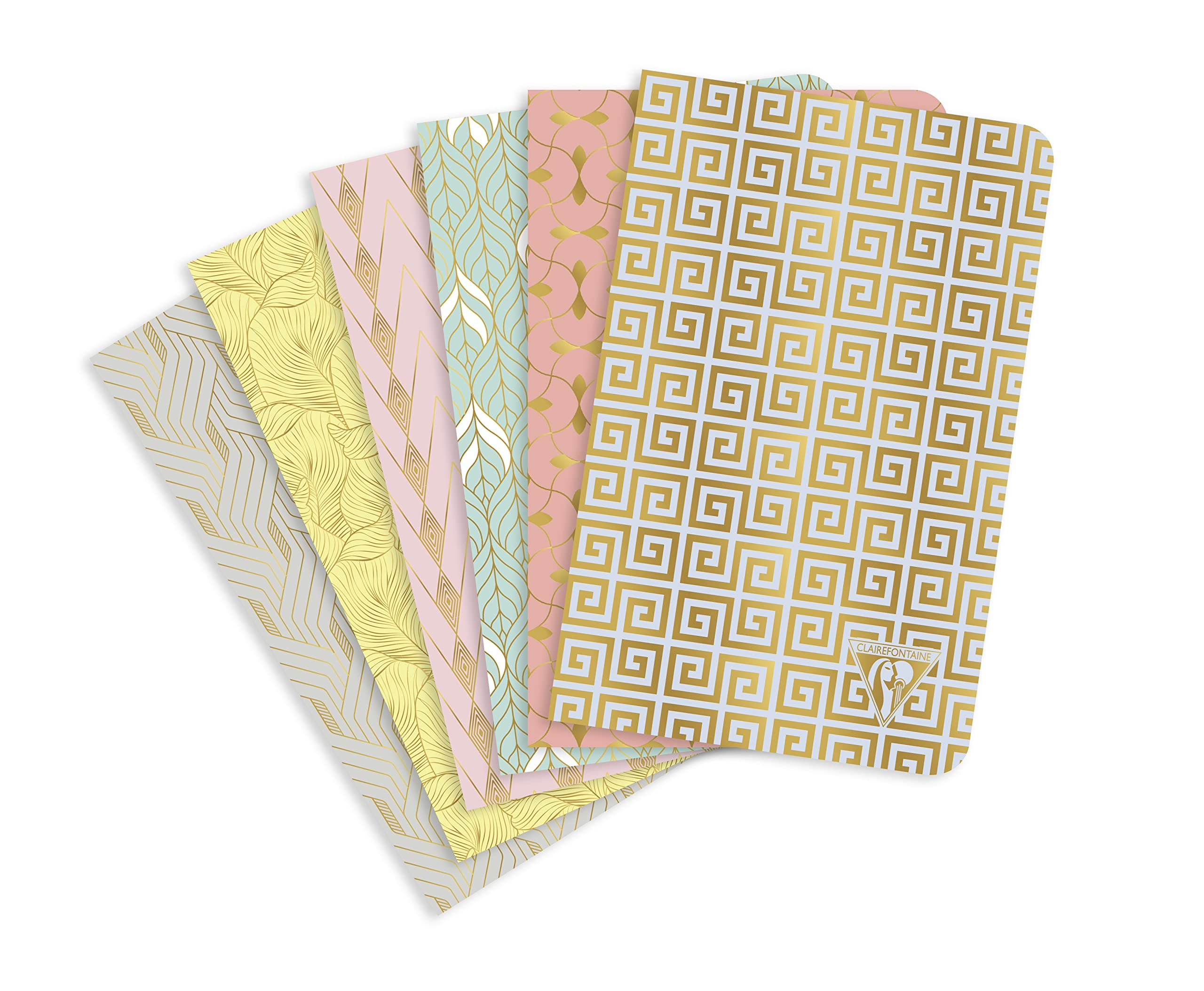Neo Deco "Spring-Summer Collection" - a pack of 6 textile stitching notebooks 11x17cm 96p lined 6 assorted patterns 90g ivory paper