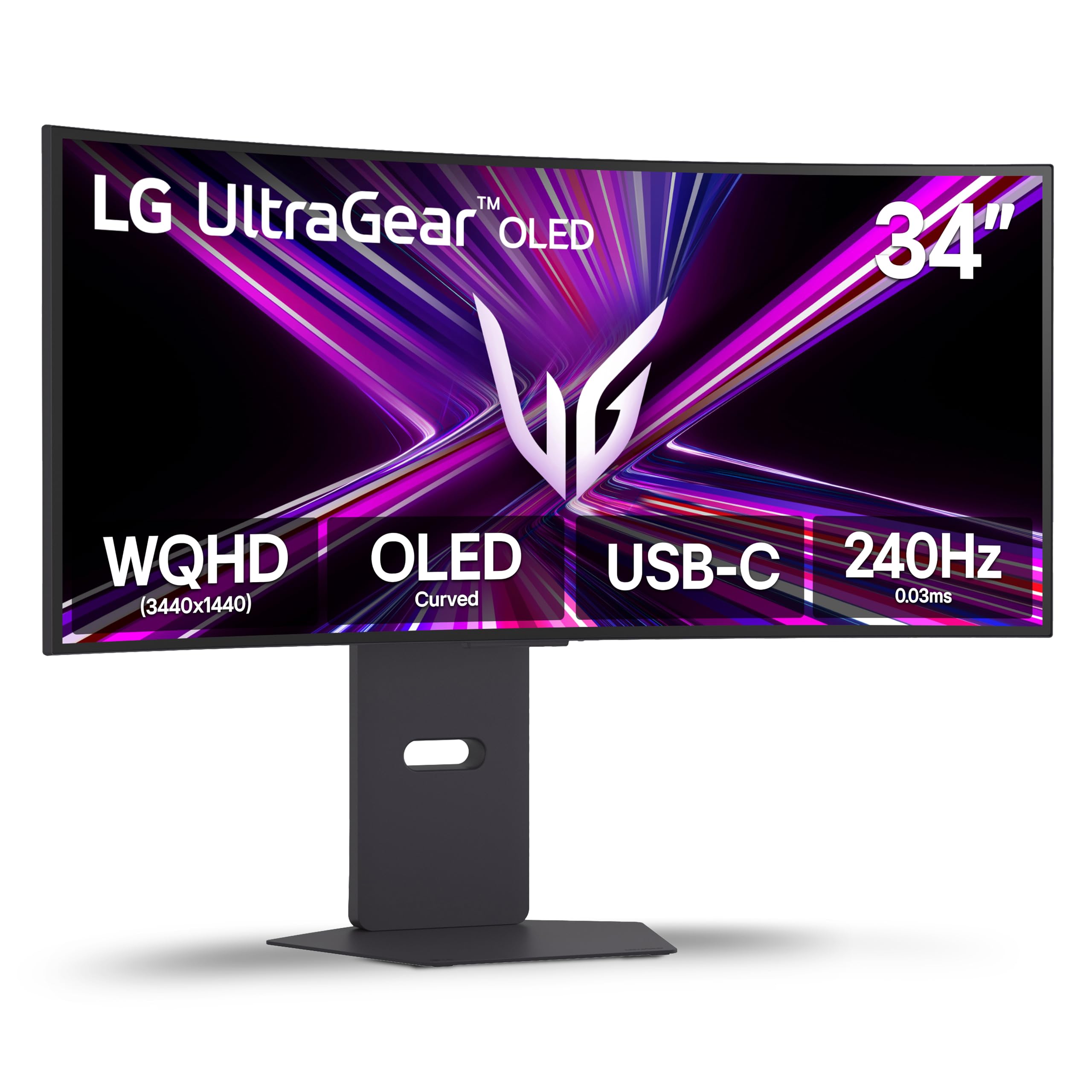 LG 34GX900A-B 34-Inch Ultragear WQHD (3440 x 1440) OLED Curved Gaming Monitor, 240Hz, 0.03ms, NVIDIA G-Sync, VESA DisplayHDR True Black 400, HDMI 2.1, DisplayPort, USB Type-C PD 65W, Black