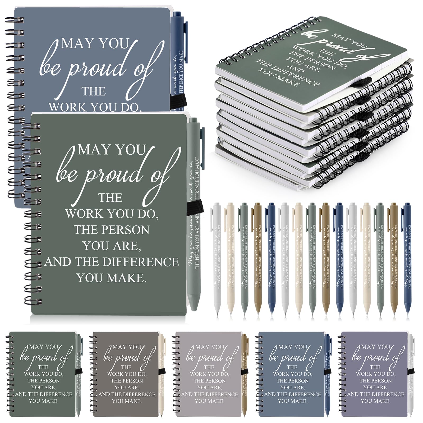 Photo 1 of Honoson 30 Sets/60 Pcs Housekeeping Appreciation Gifts May You Be Proud The Work Notebook with Ballpoint Pen Inspirational Journals Bulk Thank You Gifts for Housekeeping Week (Chic Color)