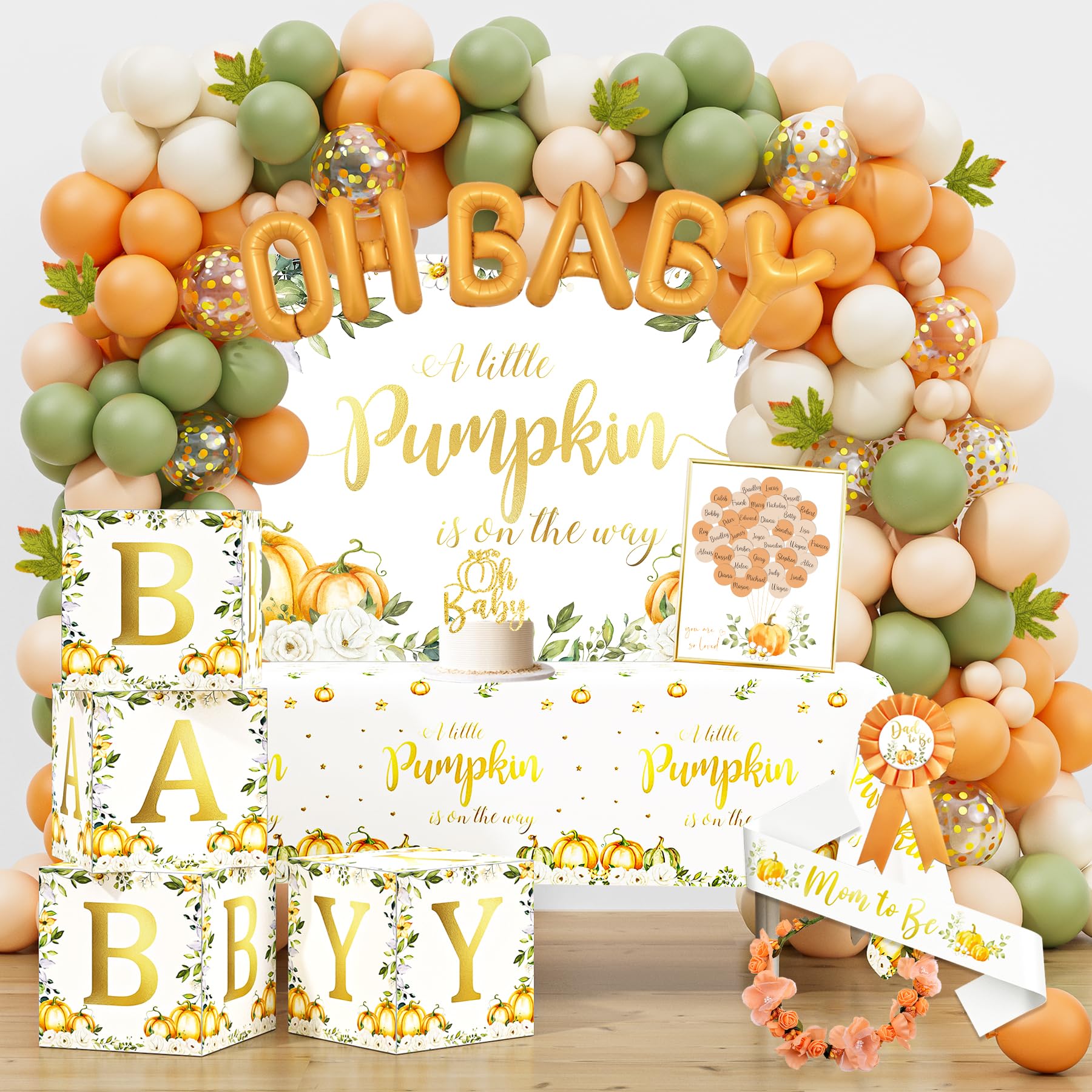 Photo 1 of Little Pumpkin Baby Shower Decorations Party Supplies for Boy or Girl, Rustic Fall Autumn Baby Shower Decor