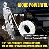 FITHOIST 1100lb Block Tackle Pulley 50ft 3/8in Rope 5:1 Lift System Hoist view 5