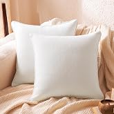 Amazon Basics Faux Linen Throw Pillow Covers with Hidden Zipper Closure, 18 &times; 18in, White, Pack of 2