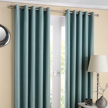 Plain Eyelet Top Ring Top Silver Duck Egg Blue Thermal Lined