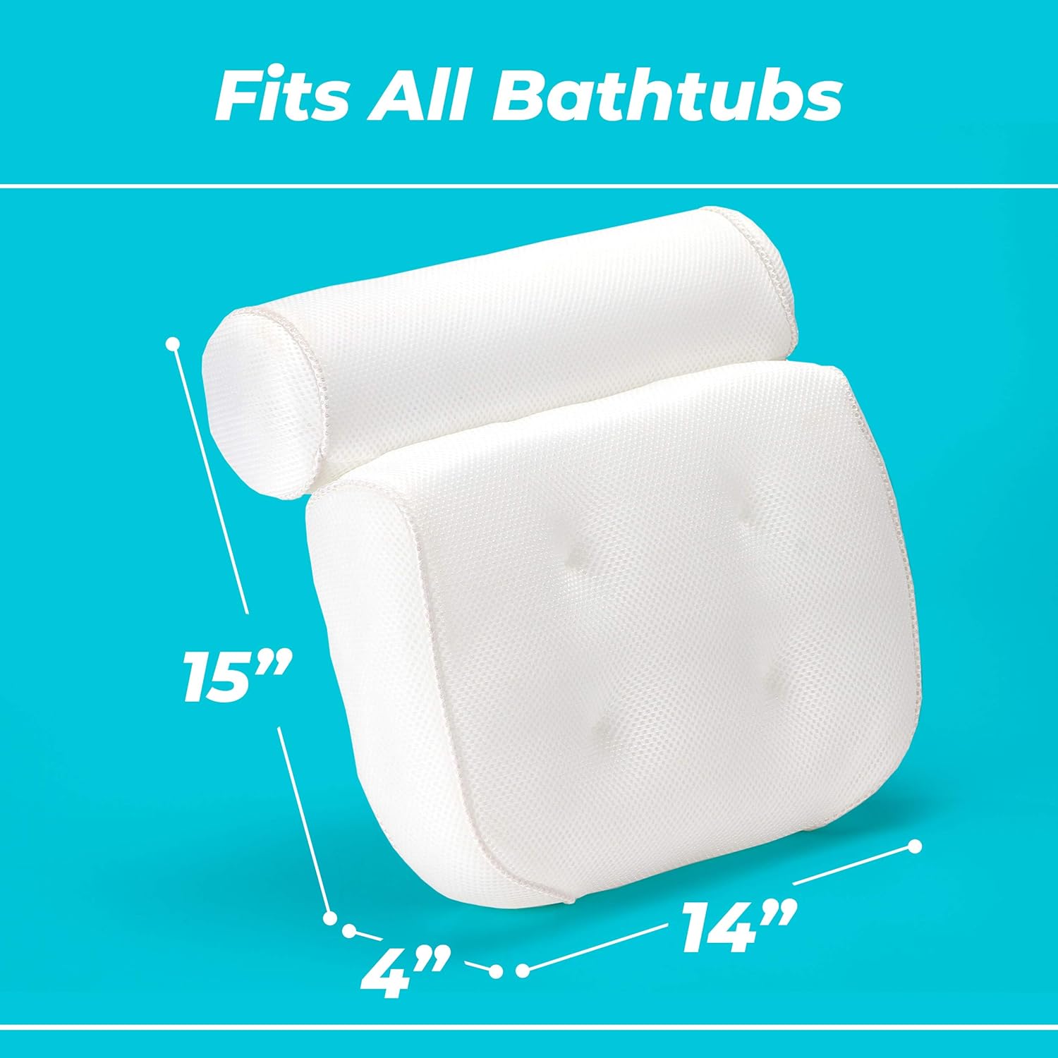 Bath Pillow (Premium Quality), Luxury Bathtub Pillow Rest (Powerful Suction Cups), Bath Pillows for Tub Neck and Back Support, Spa Pillow for Bathtub (Breathable 3D Mesh), Hot Tub Pillow (Head) : Beauty