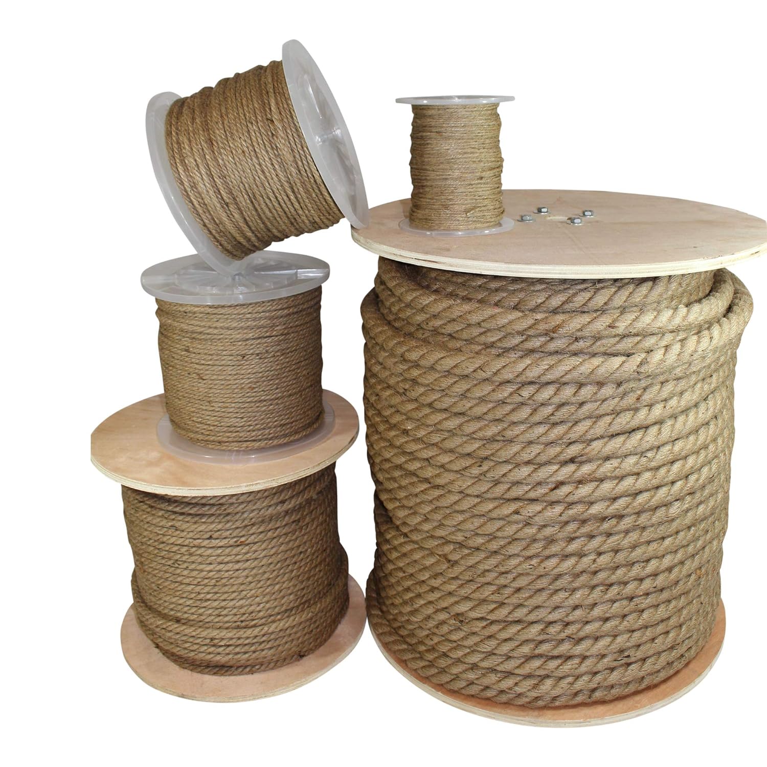 Twisted Jute Rope - SGT KNOTS - Thick Heavy Duty 3 Strand Jute Ropes - Strong All Natural Jute Fibers - Crafts & Crafting, Garden & Gardening, Bailing, Packing, Survival, Home Decor (1/4 in x 300 ft)