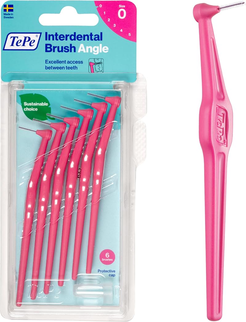 TePe Angle Interdental Brush Pink ISO 0 0.4mm 6pcs Narrow Gaps