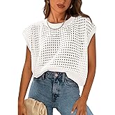 PRETTYGARDEN Womens Spring Tops 2026 Summer Shirts Crochet Cap Sleeve Sweater Pullover Cute Beach Vacation Clothes