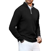 Arcciit Men's Quarter Zip Pullover Sweatershirt Lightweight Polo Casual Knit Sweaters for Men