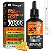 Liquid Vitamin D3 10000 IU (250 mcg) - USDA Organic Vitamin D Drops for Adults & Kids - 100-Day Supply - Vit D3 with MCT Oil for Better Absortion - Bone & Immunity Support, Dental Health*, Made in USA
