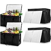 Maxcheck 4 Pack Insulated Catering Bags 79L XXXL Capacity 23 x 14 x 15 in Commercial Food Warmer Delivery Bag with Hard Bottom, Leak-proof Aluminum Lining for Hot Cold Pizza Meal Grocery Shopping Bag