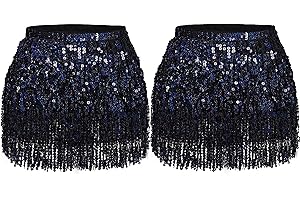 ASAHEL Sequin Skirt Mardi Gras Costume for Women Girls Space Cowgirl Rave Outfit Sparkly Belly Dance