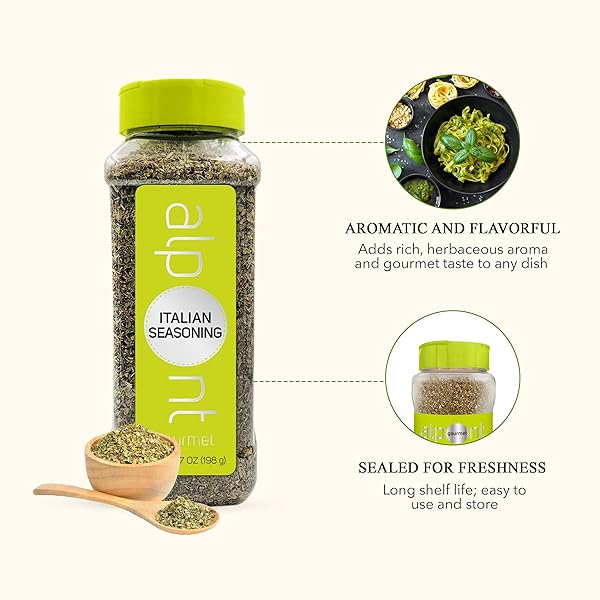 ALPONT GOURMET ITALIAN SEASONING 7OZ (198G), ALL NATURAL, NON-GMO, PACKED TO KEEP IT FRESH, PREMIUM QUALITY