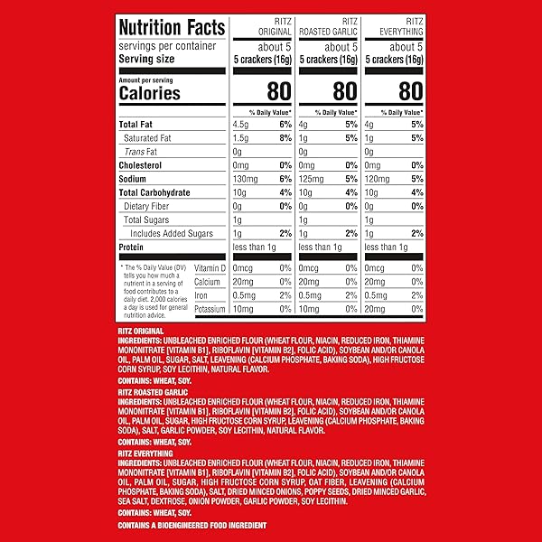 RITZ FRESH STACKS ORIGINAL, EVERYTHING, AND GARLIC BUTTER CRACKERS VARIETY PACK, TRAVEL SNACKS, 8.85 OZ (6 MULTI SNACK PACKS)