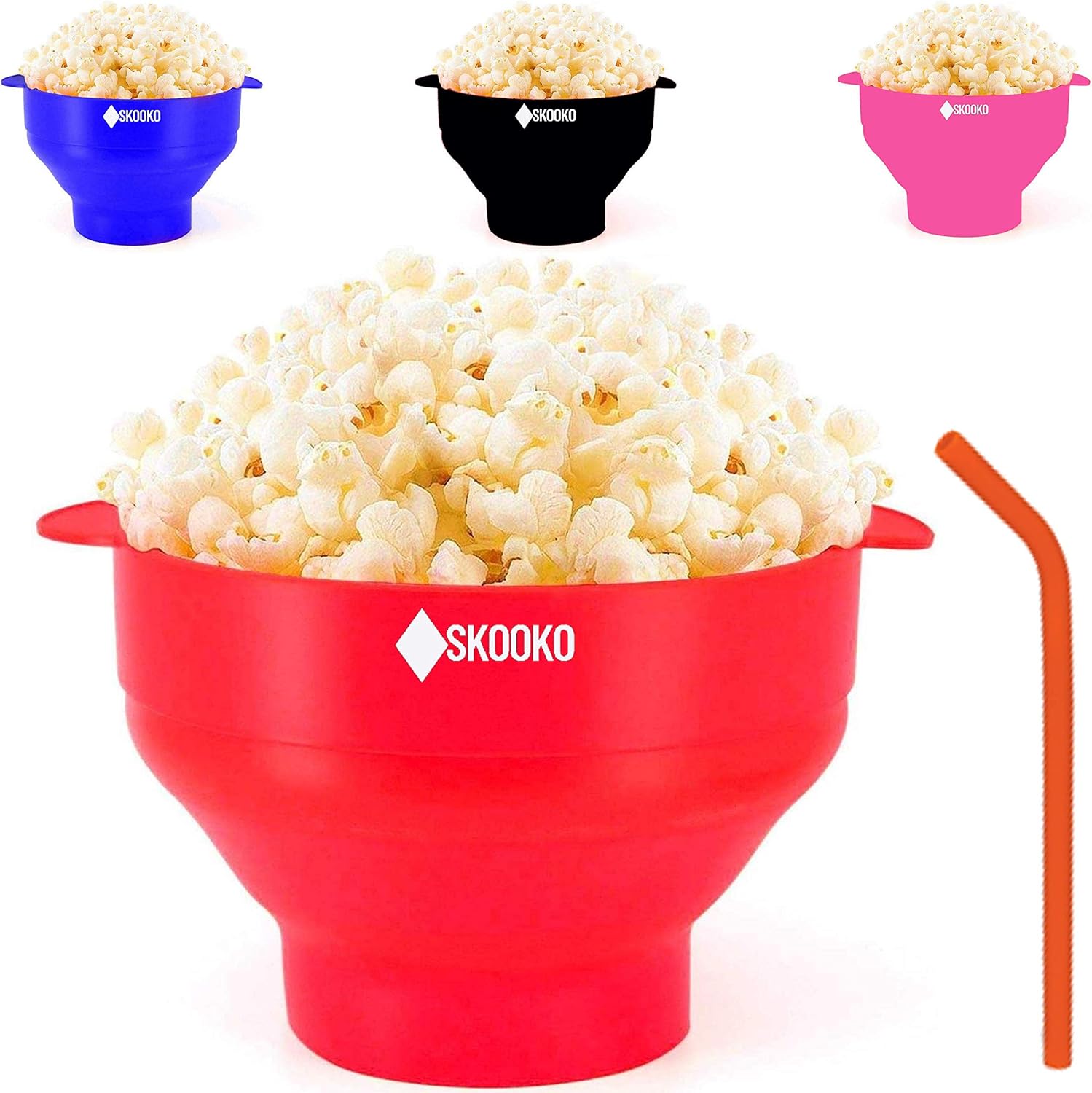 Microwave Popcorn Popper Bowl + BONUS GIFTS Reusable Silicone Straw
