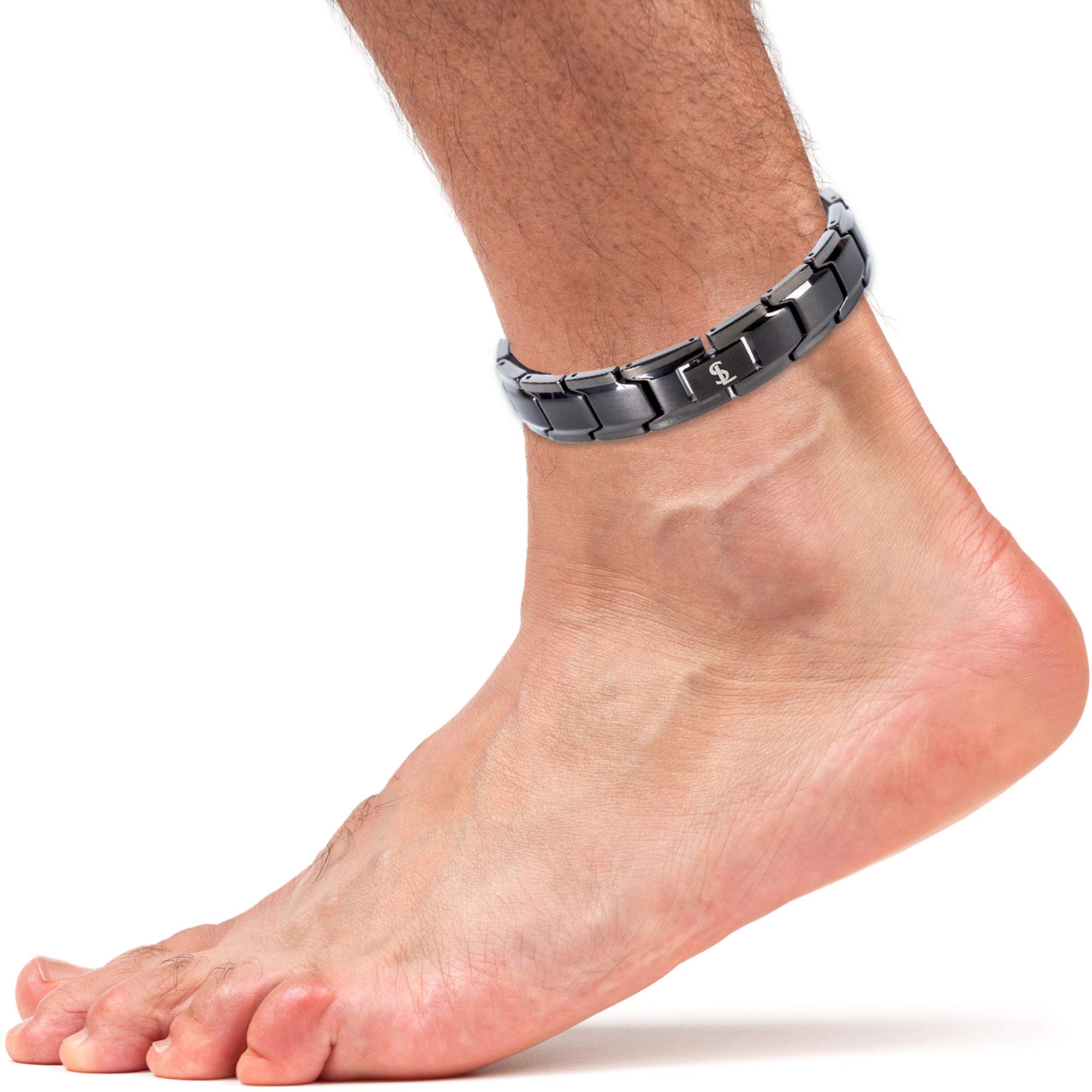 Smarter LifeStyle Elegant Titanium Magnetic Anklet (Large Bracelet/Anklet (26cm): Gunmetal Grey)