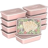 Bentgo Prep - 20-Piece 1-Compartment Reusable Meal Prep Containers with Lids, PFAS & BPA Free Materials, Durable, Microwave, Freezer, & Dishwasher Safe To Go Food Storage (Peony Glitter)