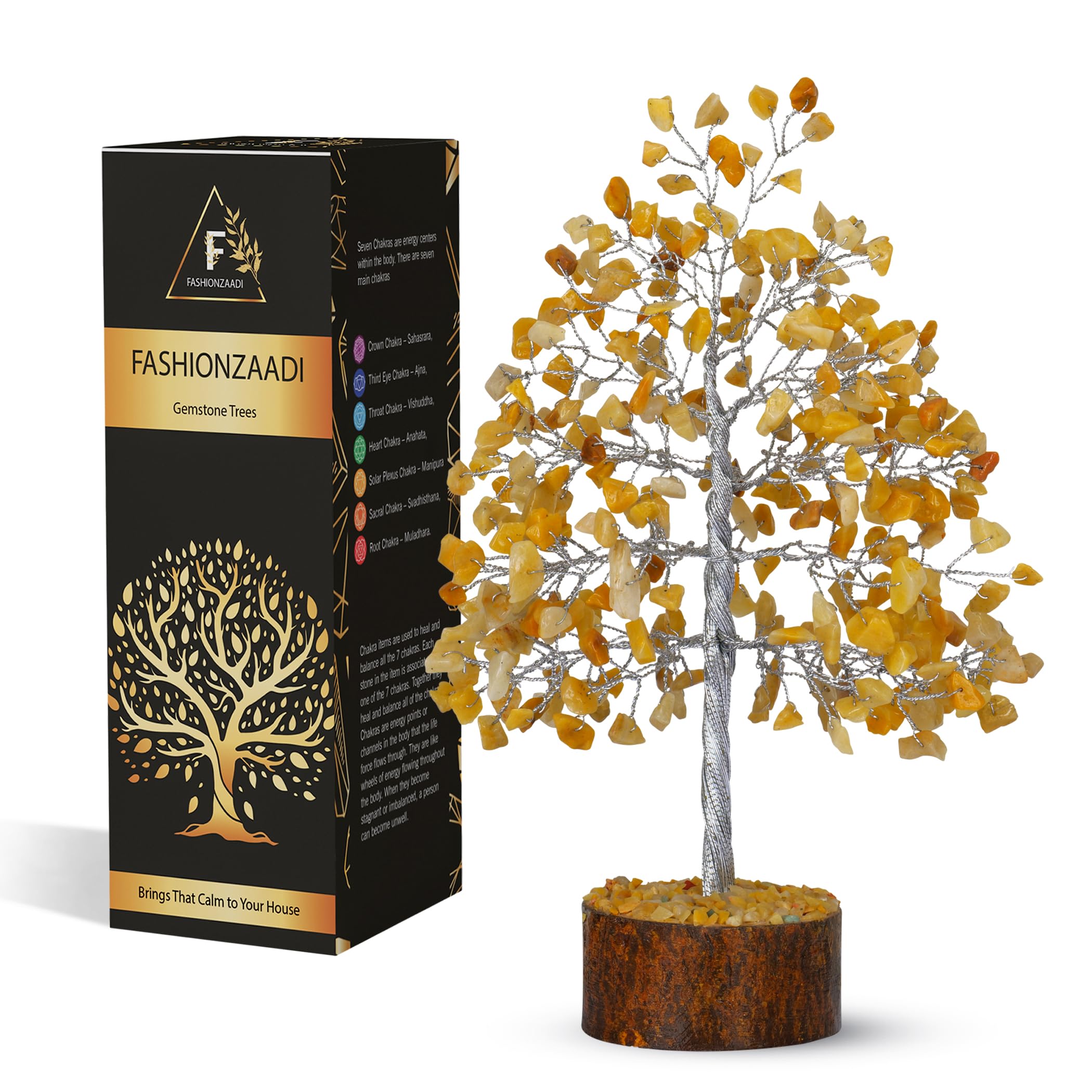 Yellow Aventurine crystal tree, crystals and gemstones tree of life artificial bonsai crystal tree, decorative home accessories, house warming gifts new home, gifts for women birthday unique, 10 inch