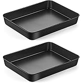 LIANYU 12⅓ x 9¾ x 2 Inch Cake Pan Set of 2, Rectangle Non-stick Baking Pan, Stainless Steel Bakeware for Lasagna Brownies Casseroles, Healthy & Easy Release