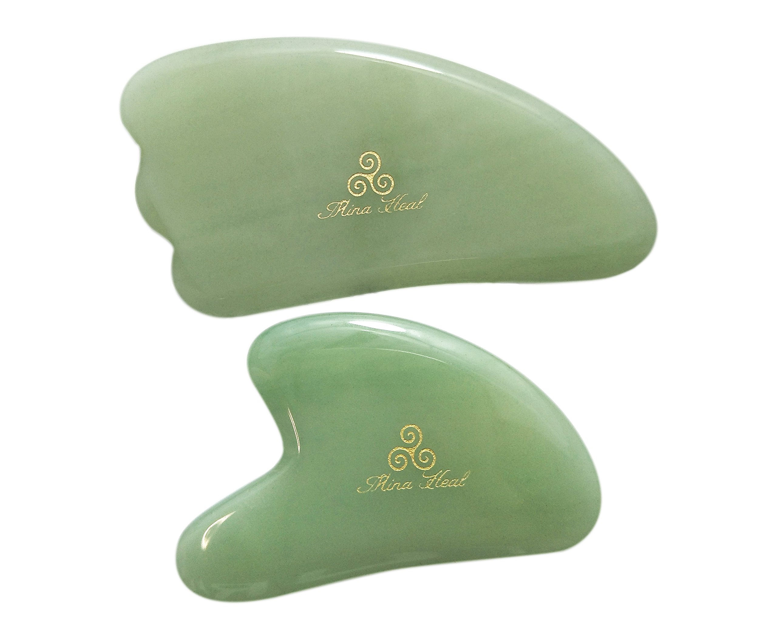 Gua Sha Facial Massager Set of 2 – Jade Guasha Lymphatic Drainage Massager, Face Sculpting Tool for Facial Lifting & Tightening, Anti-Wrinkles, Anti-Aging & Skin Rejuvenation